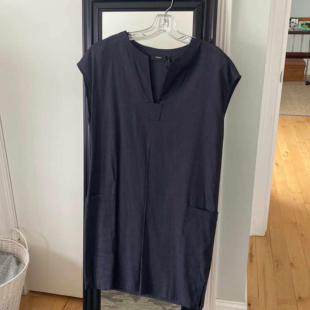 Theory Gray, stretchy linen dress, worn once or twice.